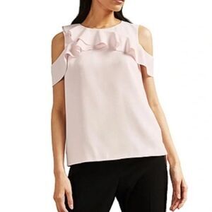 Ted Baker Honourr Sculpted Ruffle Sleeveless Top Pink size 2 Small 6